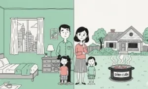 Bốn người ở căn hộ 64 m2 tại thủ đô hay về nhà vườn ở quê Bốn người ở căn hộ 64 m2 tại thủ đô hay về nhà vườn ở quê